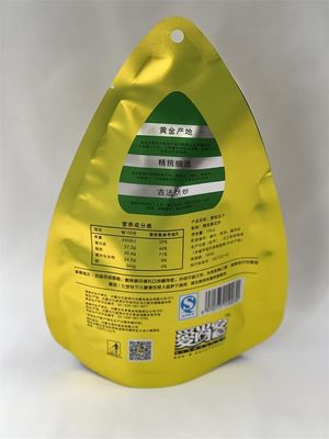 Metallisierte Mylar-Standbeutel in freier Form, individueller Druck für getrocknete Snacks