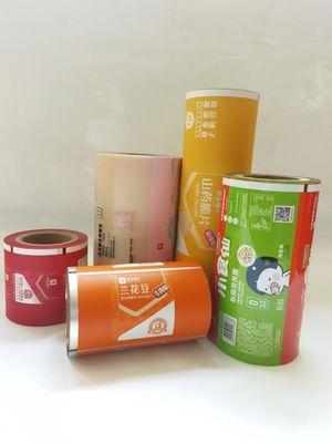 Mit Kunststofffolie bedruckte, laminierte Rollenfolie, Lebensmittelverpackung für Snacks