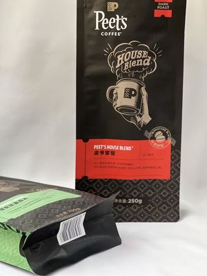 Wiederverschließbarer Kaffeebeutel aus Mylar mit flachem Boden, zum Aufstellen für geröstete Kaffeebohnen