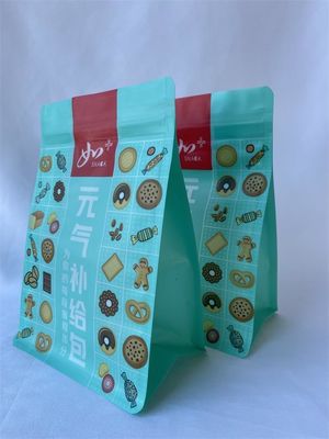 Bedruckte Mylar-Plastiktüten mit flachem Boden, individuelles Logo für Snacks