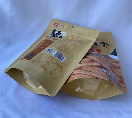 OEM-Standbodenverpackungsbeutel, wiederverschließbare Kunststoffbeutel aus Kraftpapier