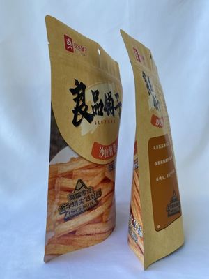 OEM-Standbodenverpackungsbeutel, wiederverschließbare Kunststoffbeutel aus Kraftpapier