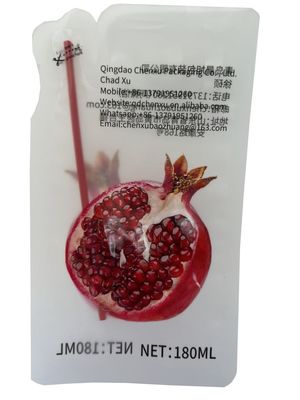 180 ml dreiseitige, frei geformte Drucktasche für flüssige Lebensmittel mit Stroh
