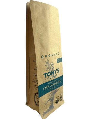Kaffeepaket aus industriell gedrucktem Papier mit flacher Unterseite